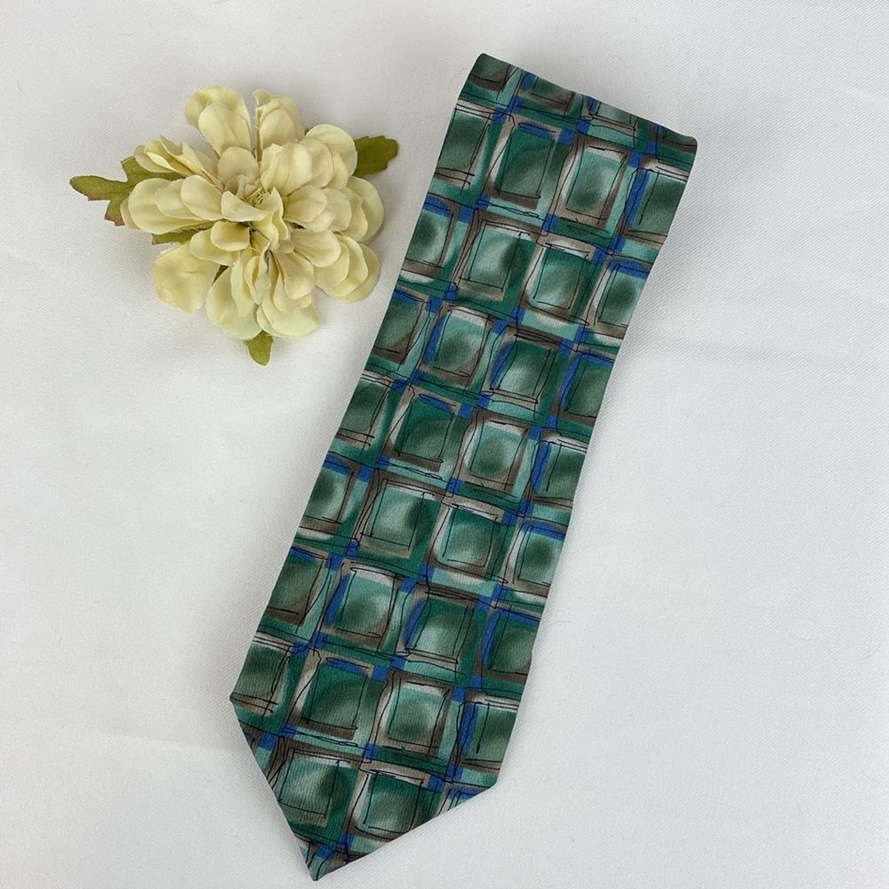 Jerry Garcia 100% Silk Green & Blue Print Men’s Tie